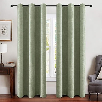 MIULEE Linen Blackout Curtains and Drapes 100% Room Darken Thermal Insulated by MIULEE