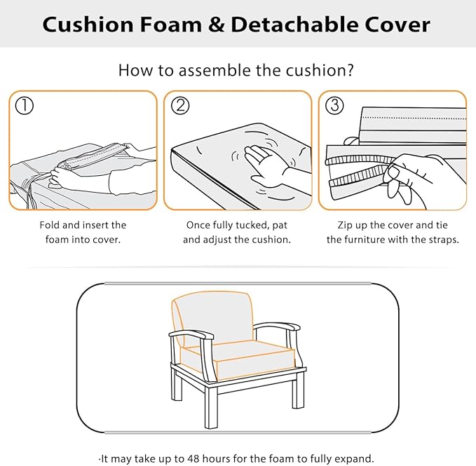 Sundale Outdoor Olefin Deep Seat Cushion Set of 2, Patio Chair Cushion and - Image 6