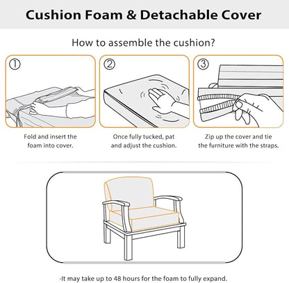 Sundale Outdoor Olefin Deep Seat Cushion Set of 2, Patio Chair Cushion and - Image 6