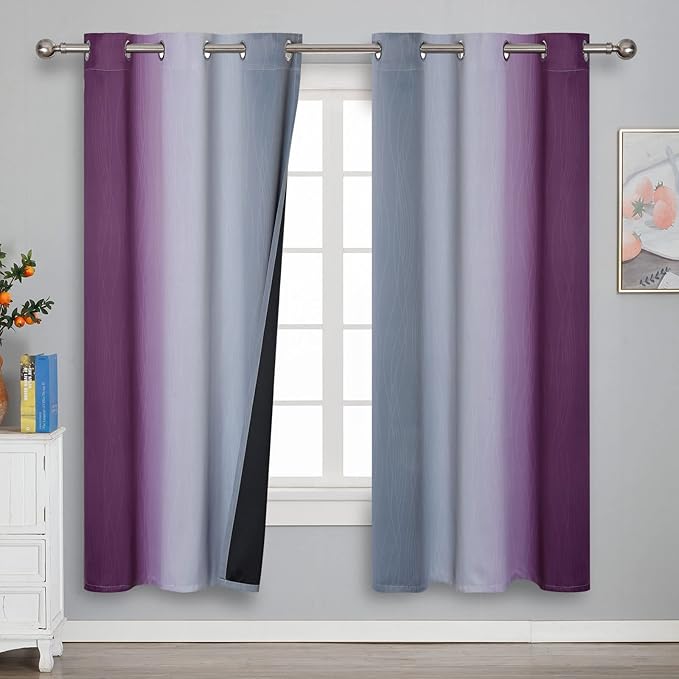 Estelar Textiler Ombre Purple and Grey Blackout Curtains 72 Inches Long by ESTELARTEXTILER