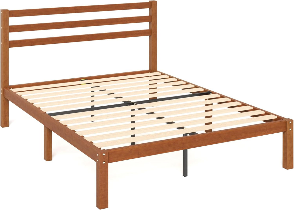 zinus leah bamboo platform bed frame with headboard, view 11