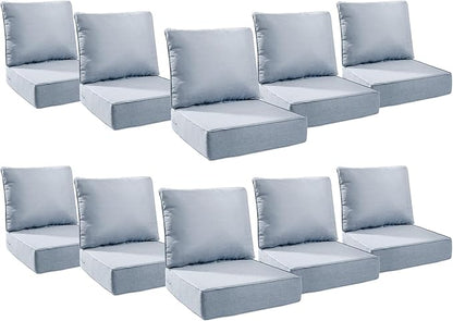 6" Thick Outdoor Cushions 24x24x6, 10-Set Deep Seat Patio Cushions by Pugire