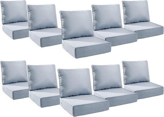 6" Thick Outdoor Cushions 24x24x6, 10-Set Deep Seat Patio Cushions by Pugire