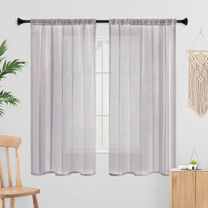 Sheer Curtains 54 Inches Long 2 Panels, Rod Pocket Short Curtain by laseniewa