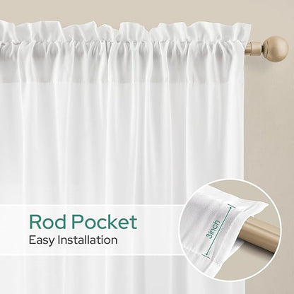 HOMEIDEAS Non-See-Through White Privacy Semi Sheer Curtains 54 Inches Long 2 - Image 5