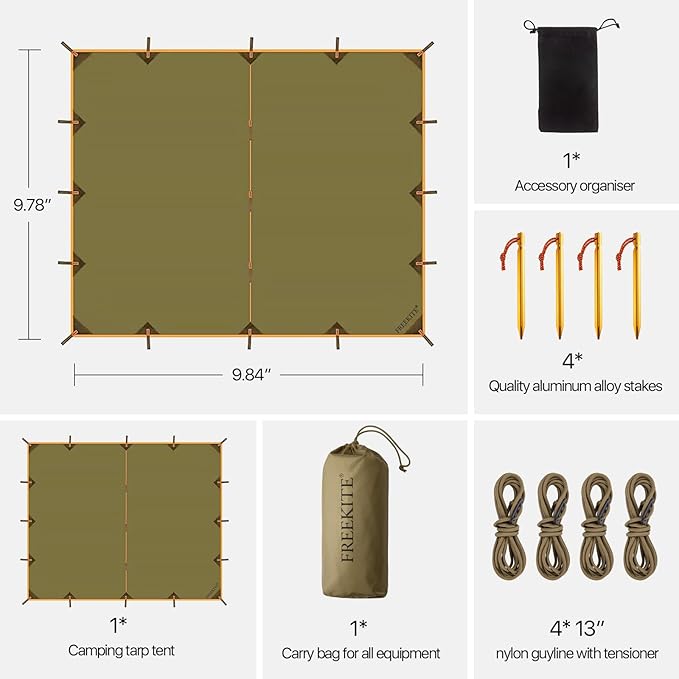 Camping Tarp Tent Portable Multifunctional Bushcraft Backpacking Tear-Resistant - Image 2