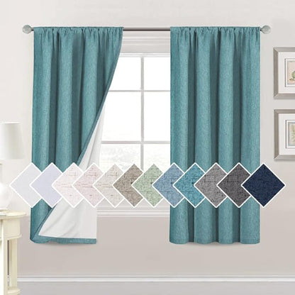 H.VERSAILTEX Linen Look 100% Blackout Curtains 63 Inches Long by HVERSAILTEX