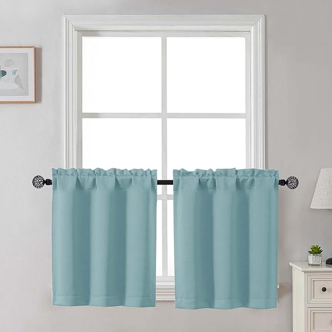 Gwine 24 Inch Length Kitchen Curtains Sets, Light Filtering Half Window Short by Gwine