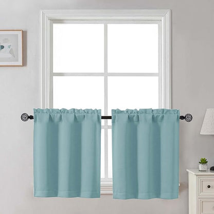 Gwine 24 Inch Length Kitchen Curtains Sets, Light Filtering Half Window Short by Gwine