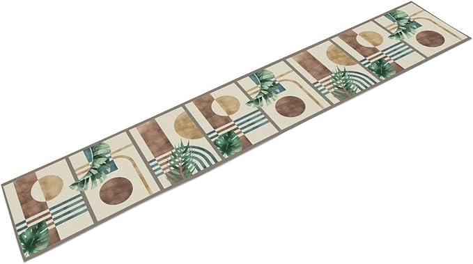 Abstract Mid Century Table Runner, Modern Green Leaves Boho Tropical Plants - Image 6