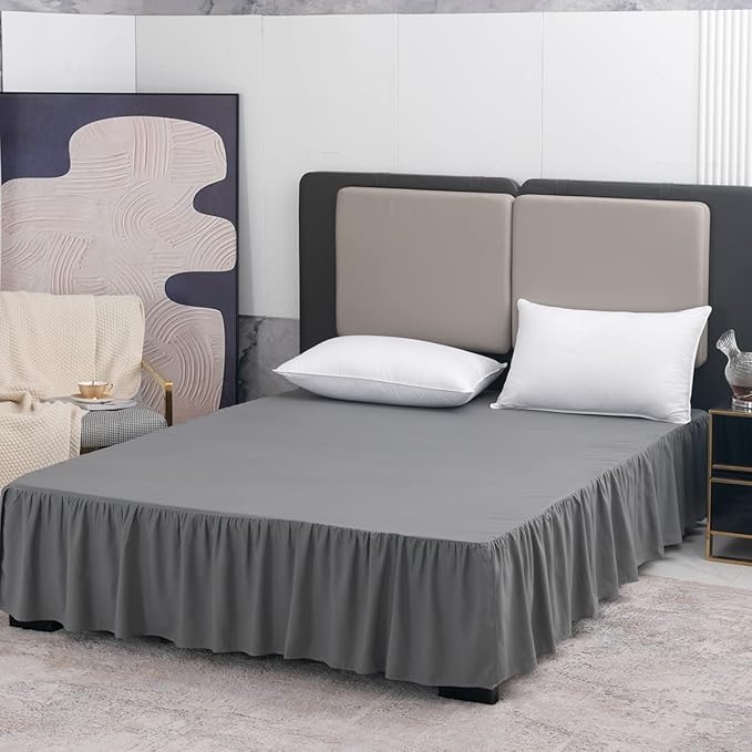 Grey Bed Skirt Full Size Ruffled Bed Skirt - Image 7