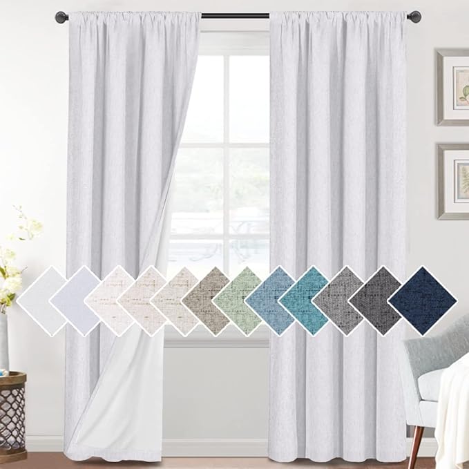 H.VERSAILTEX Linen Look 100% Blackout Curtains 95 Inches Long by HVERSAILTEX