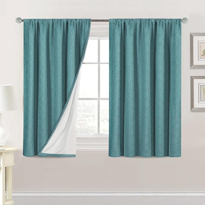 H.VERSAILTEX Linen Look 100% Blackout Curtains 45 Inches Long by HVERSAILTEX