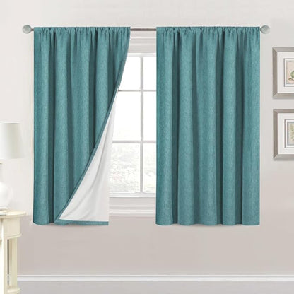 H.VERSAILTEX Linen Look 100% Blackout Curtains 45 Inches Long by HVERSAILTEX