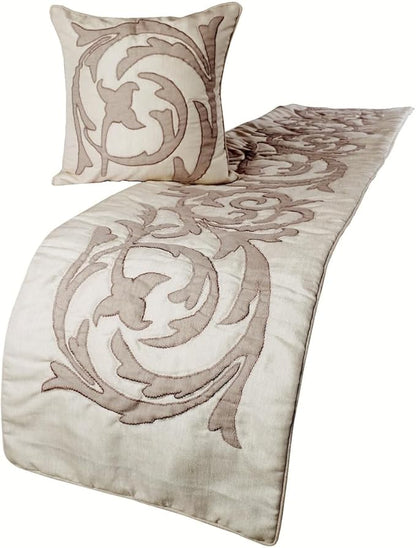 The HomeCentric Decorative Ivory & Beige CA King 86 x 18 inch Bed Runner by TheHomeCentric