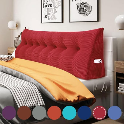 WOWMAX 100% Cotton Corduroy Headboard Pillow – King Size Back Support Reading by WOWMAX