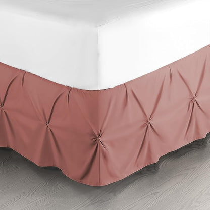 Nestl Pink Clay Bed Skirt Full Size, Pinch Pleat Full Bed Skirt, Hotel Quality by Nestl