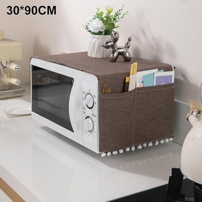 Microwave Oven Cover Dust Oil Proof Cotton Linen Waterproof Fabric Cloth - Image 2