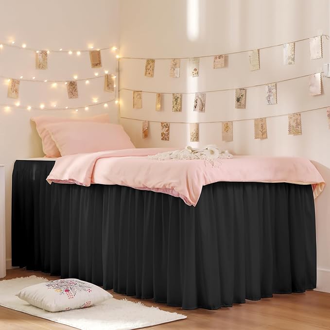 RIMELA Dorm Bed Skirt Twin XL 25 Inch Drop, Extra Long Wrap Around Elastic Bed - Image 8
