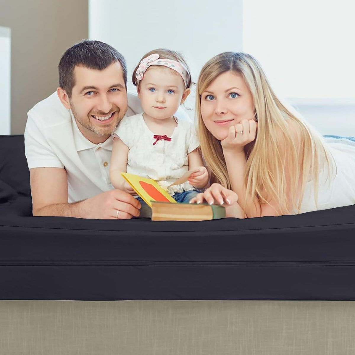 full size mattress protector waterproof (12’’-16” depth), front angle view