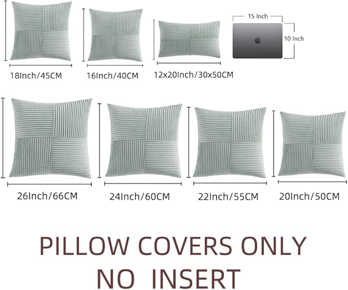 Fancy Homi 2 Packs Grey Blue Samll Decorative Throw Pillow Covers 14x14 Inch - Image 6