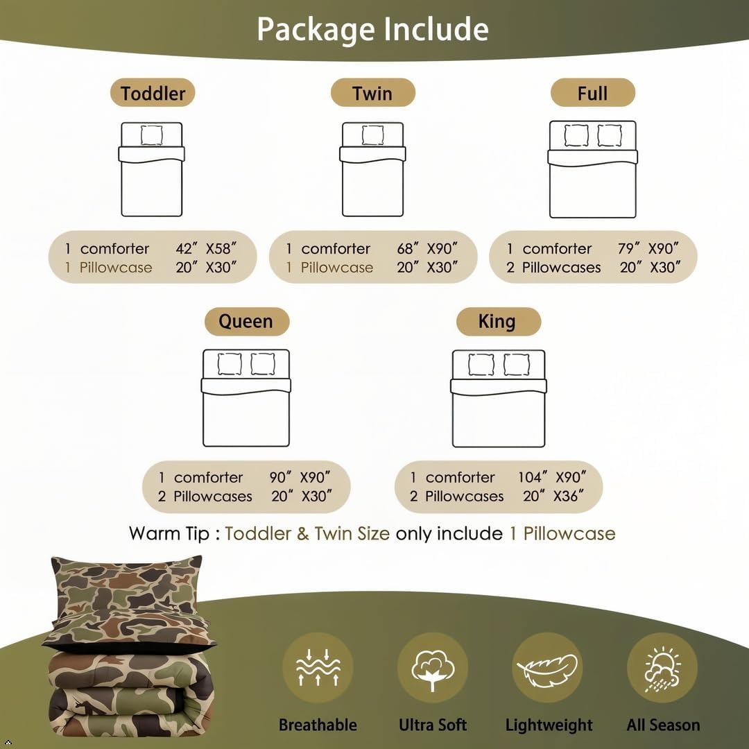 erosebridal green camo comforter set full duck huner, close-up detail