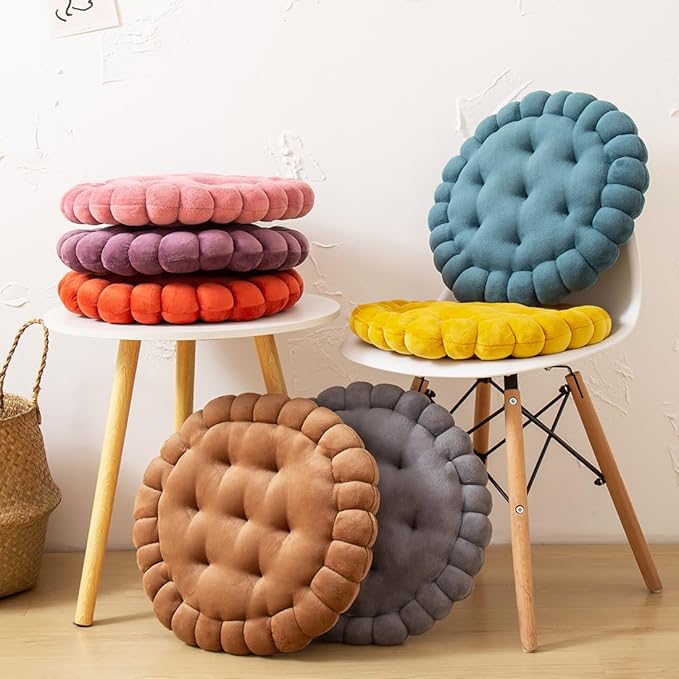 vctops Round Chair Pad Seat Cushion Solid Velvet Color Seat Pad Indoor Floor - Image 2
