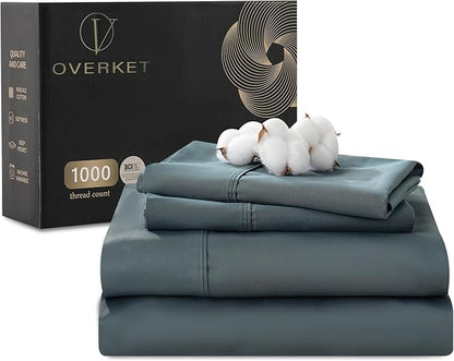 100% Egyptian Cotton Sheets King Size 1000 Thread Count Sateen Weave Soft by overket