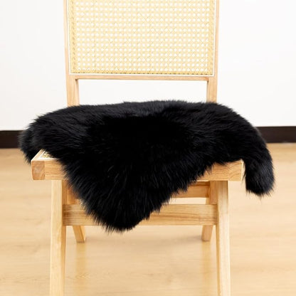LLB Sheepskin Chair Cushion Non-Slip Back Square Genuine Fur Chair Cover Silky - Image 3