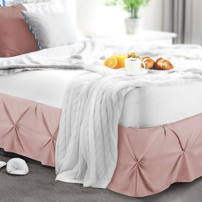 Nestl Blush Pink Bed Skirt Cal King Size, Pinch Pleat Cal King Bed Skirt - Image 8