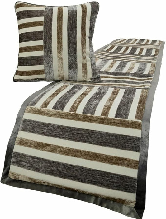 The HomeCentric King/Queen/Twin Beige & Grey Decorative Queen 74"x18" Bed Runner by TheHomeCentric
