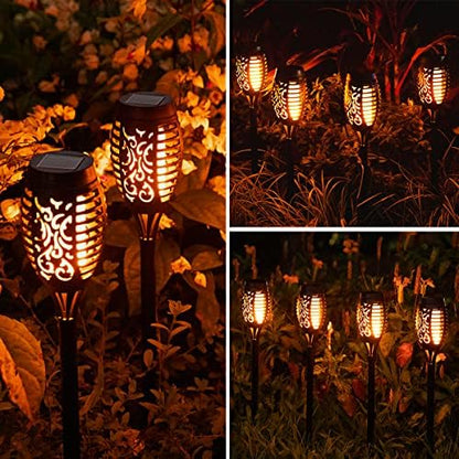10Pack Flame Torch Solar Halloween Lights Outdoor for Halloween Decorations