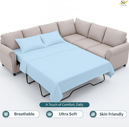 Luxury Queen Sleeper Sofa Bed Sheet Set, 100% Egyptian Cotton, 338 Thread Count - Image 3