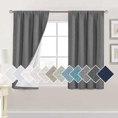 H.VERSAILTEX Linen Look 100% Blackout Curtains 45 Inches Long by HVERSAILTEX
