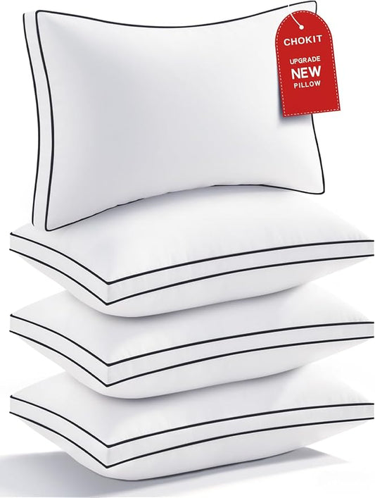 Premium Pillows Queen Size Set of 4, Fluffy and Supportive 7D Down Alternative by CHOKIT