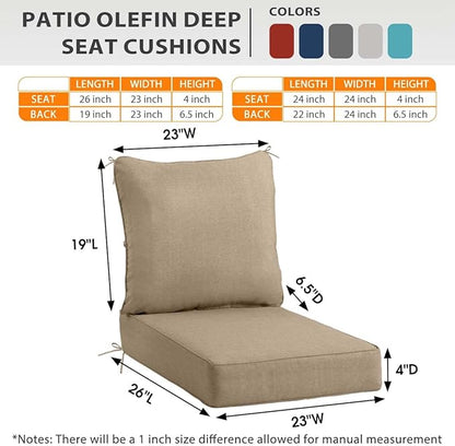 Sundale Outdoor Olefin Deep Seat Cushion, Patio Chair Cushion and Pillow - Image 5