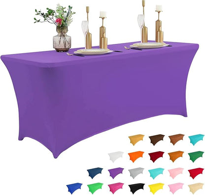 IVAPUPU 6FT Table Cloth for Rectangular Fitted Events Stretch Purple Washable by IVAPUPU