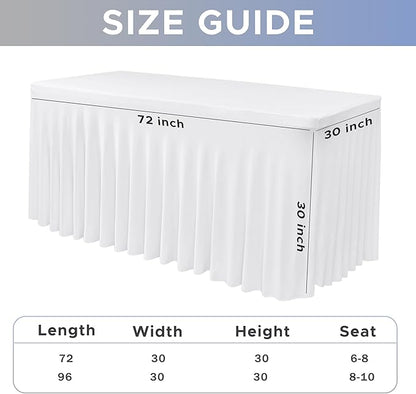 Nasitos White Table Skirt for 6 Foot Rectangle Tables, 4 Pack - Image 4