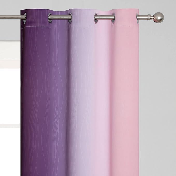 Estelar Textiler Pink and Purple Blackout Curtains 54 Inch Length, Light - Image 4