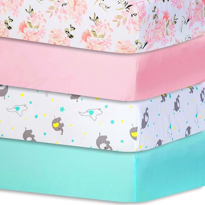 Bimocosy Crib Sheets 4 Pack, Baby Crib Sheets Fitted by bimocosy