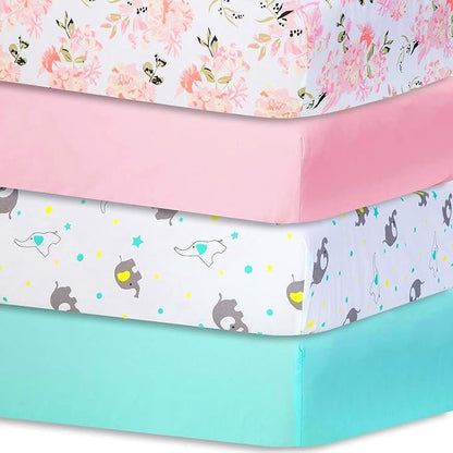 Bimocosy Crib Sheets 4 Pack, Baby Crib Sheets Fitted by bimocosy