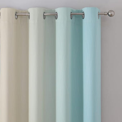 Estelar Textiler Beige and Aqua Blackout Curtains - Image 4
