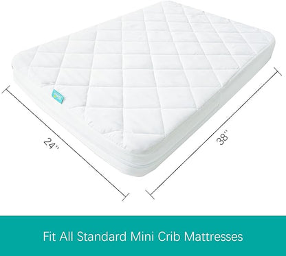 Zippered Mini Crib Mattress Protector, Waterproof Playard Mattress Encasement - Image 5