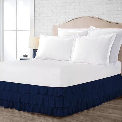 Multi-Ruffle Bed Skirt, Soft Multi Ruffle Bed Skirt Elastic Dust Ruffles - Image 4