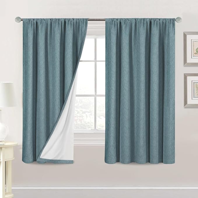 H.VERSAILTEX Linen Look 100% Blackout Curtains 63 Inches Long by HVERSAILTEX
