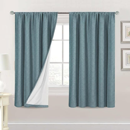 H.VERSAILTEX Linen Look 100% Blackout Curtains 63 Inches Long by HVERSAILTEX