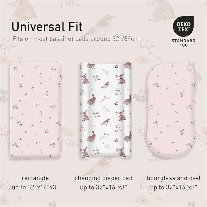 Gllquen Baby Bassinet Sheets Set 2-Pack, Breathable Cozy Bassinet Fitted Sheet - Image 3