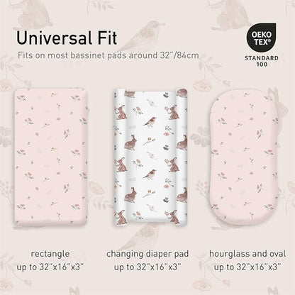 Gllquen Baby Bassinet Sheets Set 2-Pack, Breathable Cozy Bassinet Fitted Sheet - Image 3