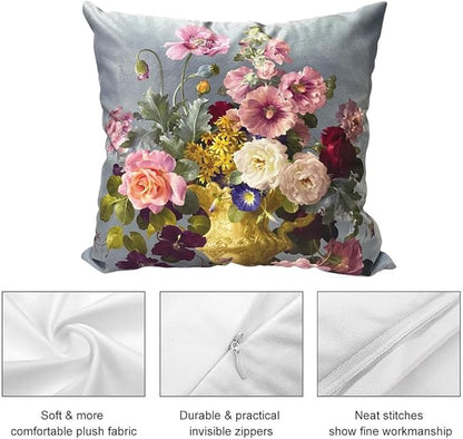 Vintage Floral Bouquet 20x20 Plush Throw Pillow Case, Double-Sided Printed - Image 2