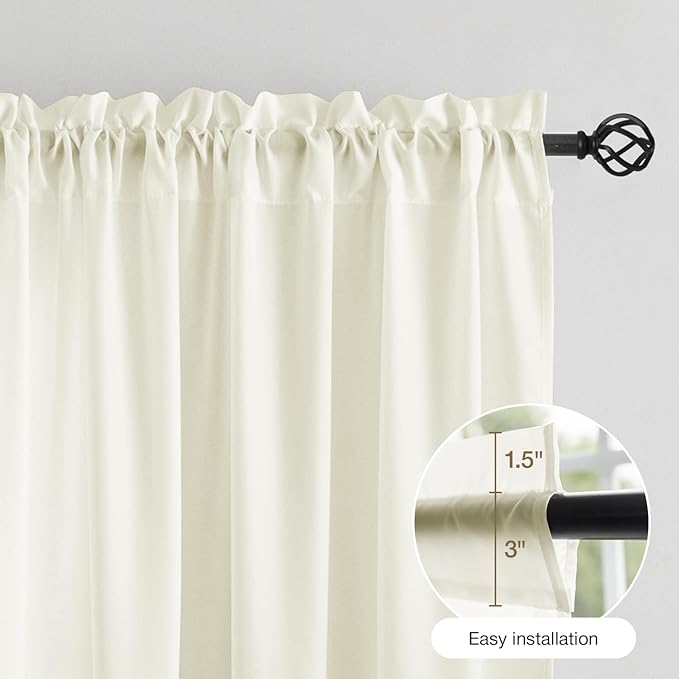 Anmao Non-See-Through Cream Privacy Semi Sheer Curtains - Image 7